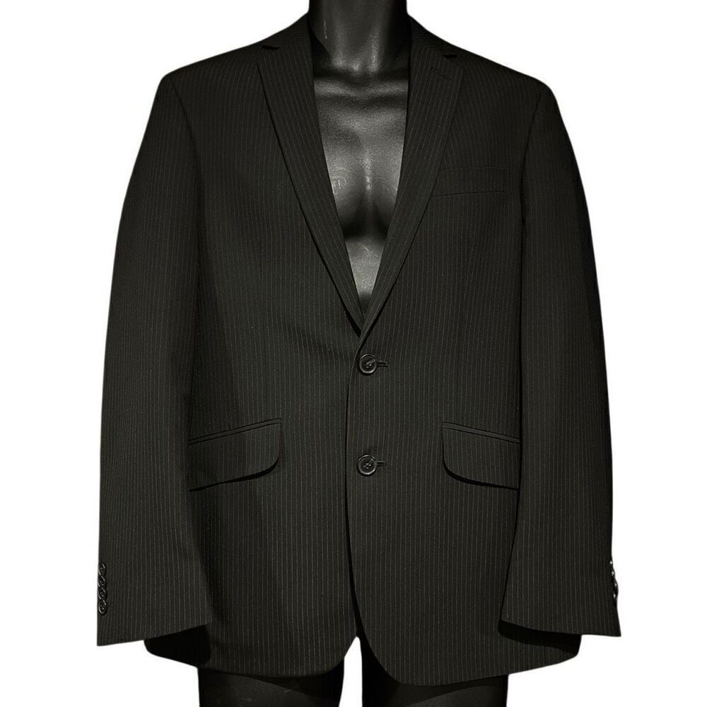 Kenneth Cole Black Pinstriped Suit Jacket Blazer Men’s 36s
